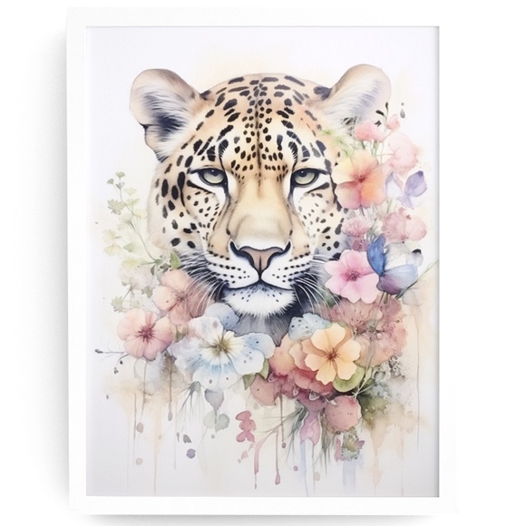 Creative Path Studios Other - Watercolor Leopard Portrait Wall Art Illustration Print Poster Unframed